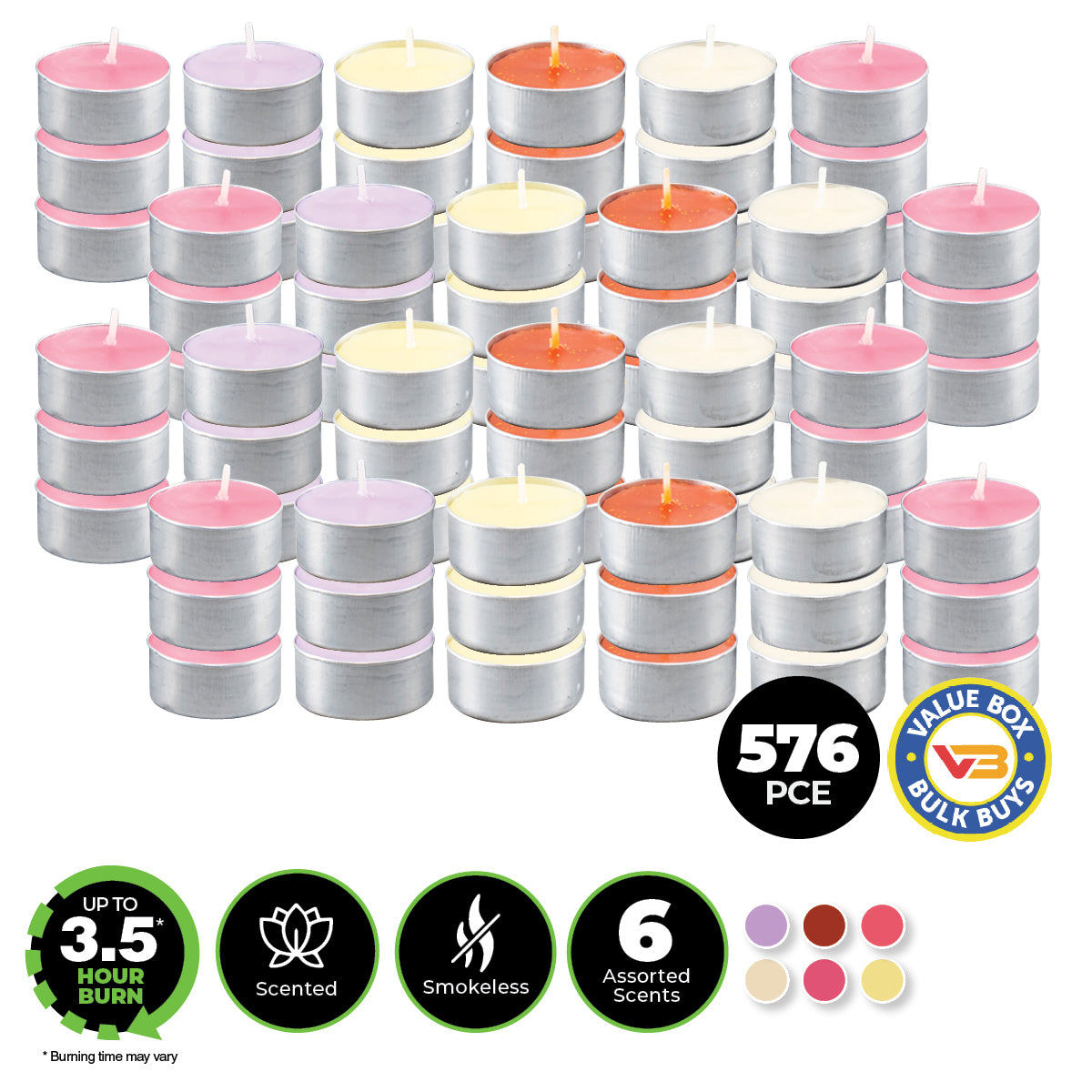 Home Master 576PCE Multi-Scented Tealight Candles Home Décor Party Wedding