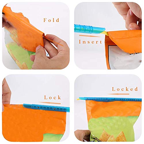 16 PCS Chip Clips Plastic Bag Sealer Stick, Stay Fresh Bag Sealer Sticks Magic Kitchen Food Storage Clips, Bag Sealer