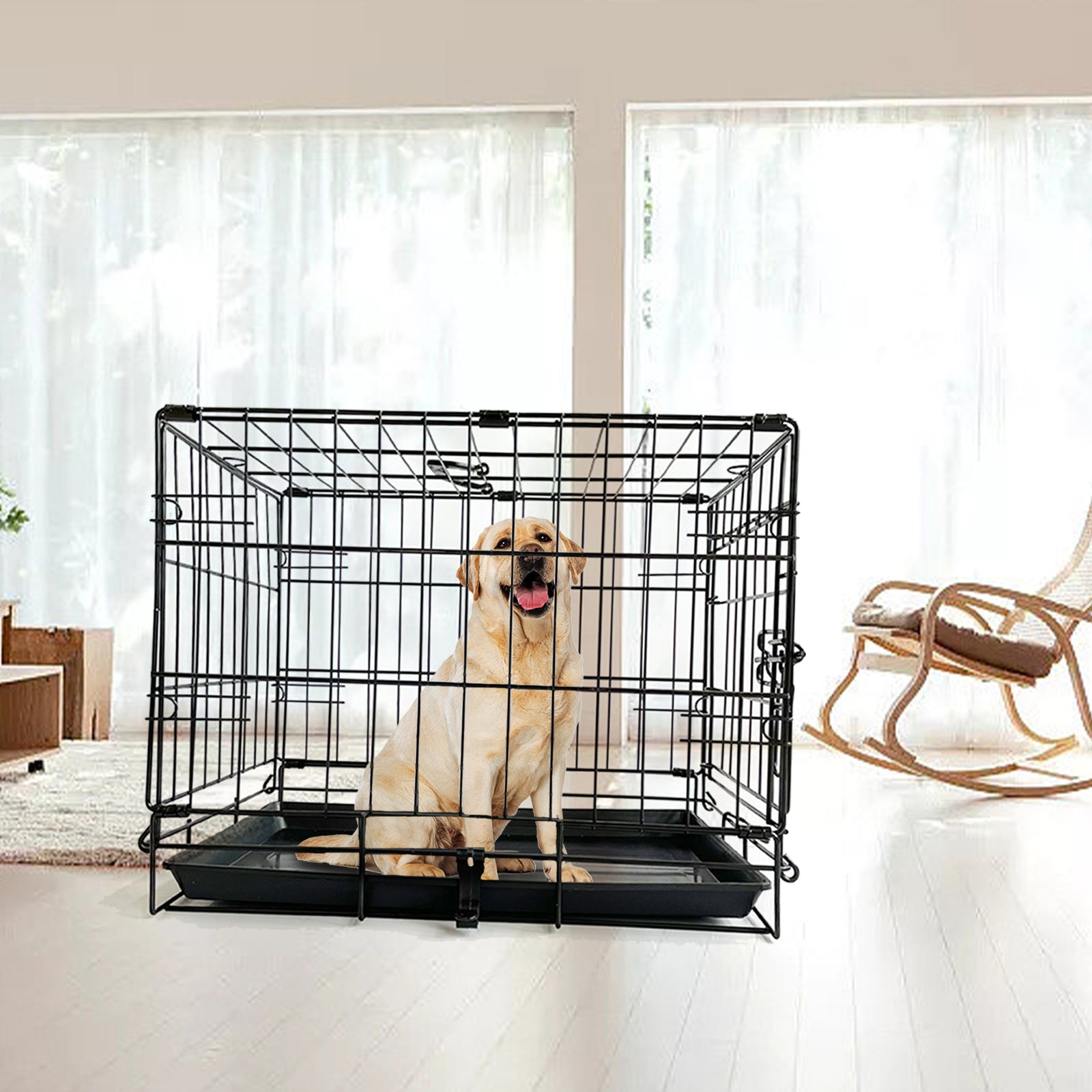 36" Pet Dog Cage Kennel Metal Crate Enlarged Thickened Reinforced Pet Dog House