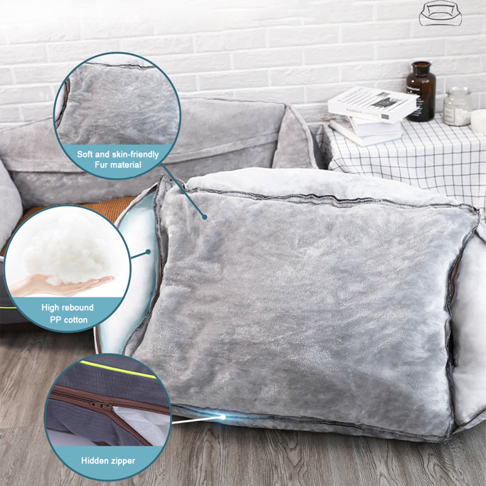 Sofa-Style Dog Bed Waterproof Washable Soft High Back Comfy Sleeping Kennel L