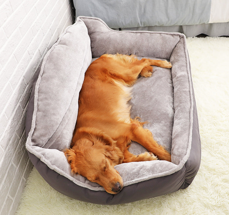 Sofa-Style Dog Bed Waterproof Washable Soft High Back Comfy Sleeping Kennel M