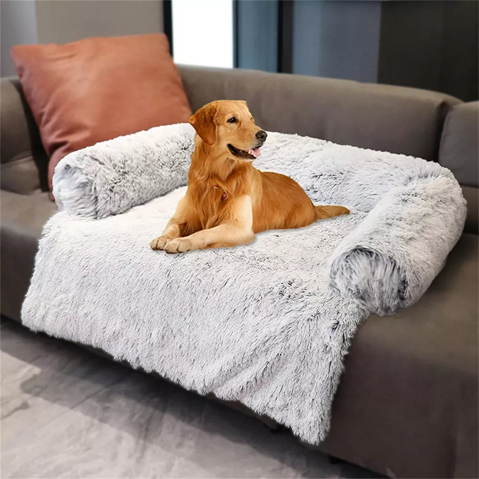 Kids Pet Sofa Bed Dog Cat Calming Waterproof Sofa Cover Protector Slipcovers M
