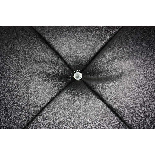 King Size Black Colour Bed Frame Upholstered Faux Leather with Crystal Headrest