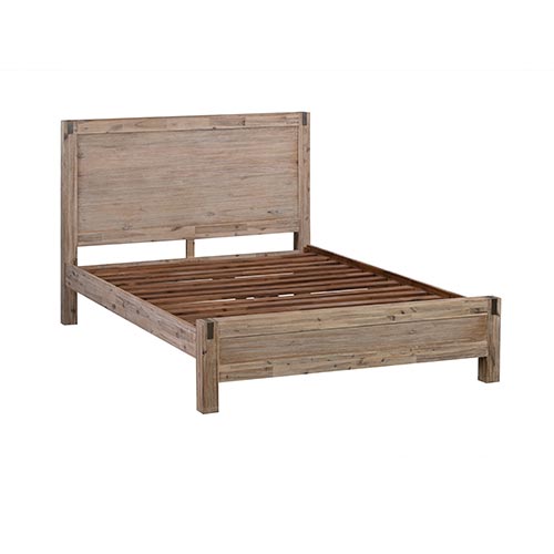 King Single size Bed Frame in Solid Acacia Wood with Medium High Headboard in Oak Colour