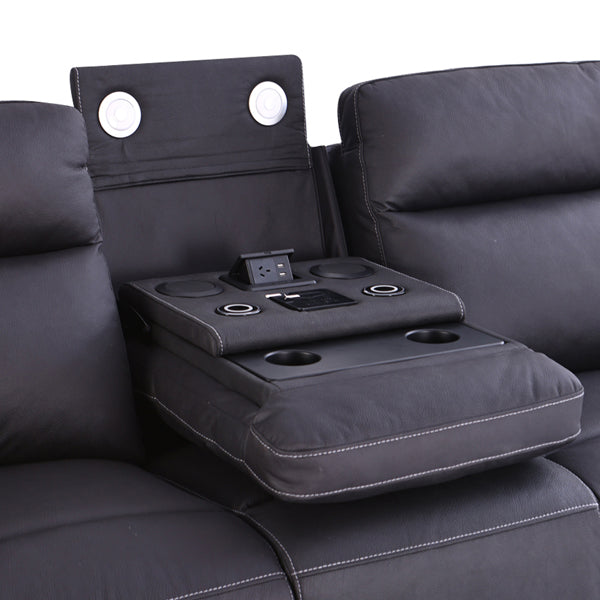 3+2+1 Seater Electric Recliner Sofa in Super Suede Fabric in Charcoal Color with Plastic Black Base