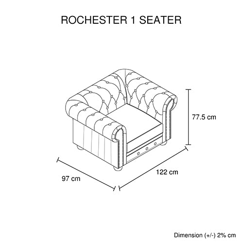 1 Seater Genuine Leather Upholstery Deep Quilting Pocket Spring Button Studding Sofa Lounge Set for Living Room Couch In Burgundy Colour