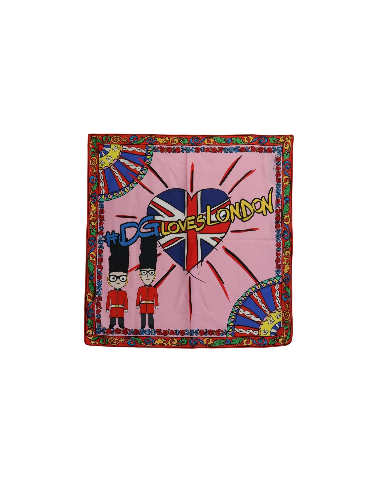 Dolce & Gabbana Silk Scarf with #DGLovesLondon Print One Size Men