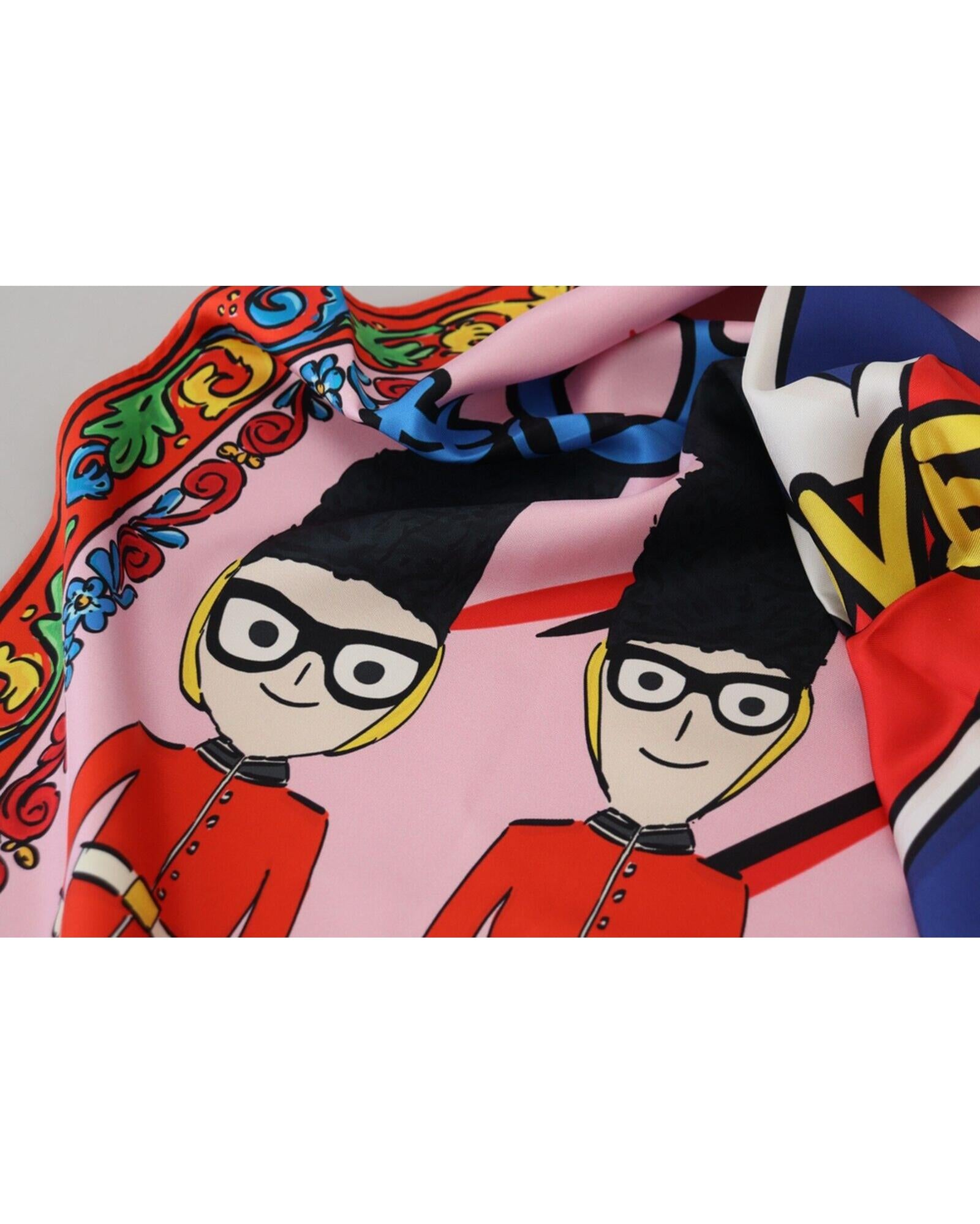 Dolce & Gabbana Silk Scarf with #DGLovesLondon Print One Size Men