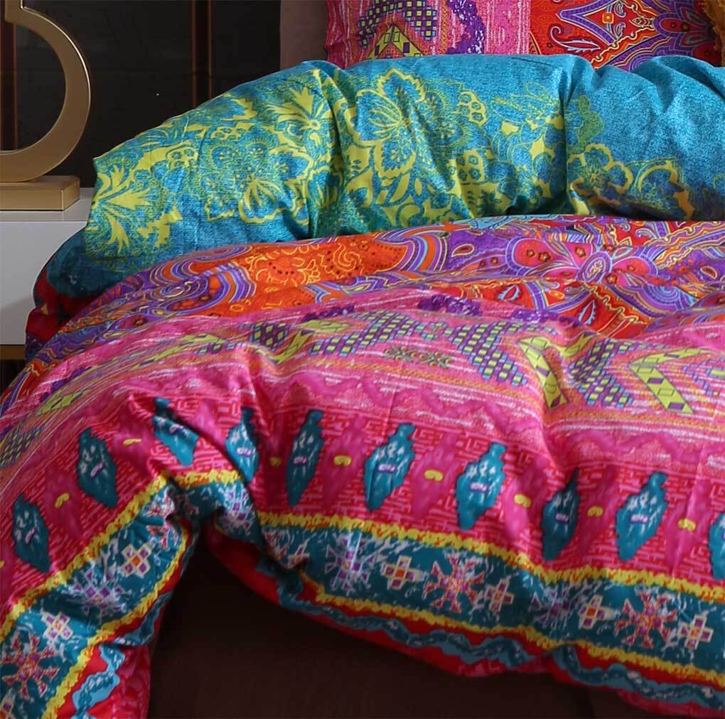 Luxton Double Size 3pcs Boho Mandala Quilt Cover Set(3PCS)