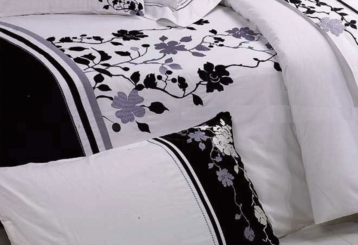Luxton Queen Size Embroidery Tree and Leaf Pattern White Quilt Cover Set (3PCS)