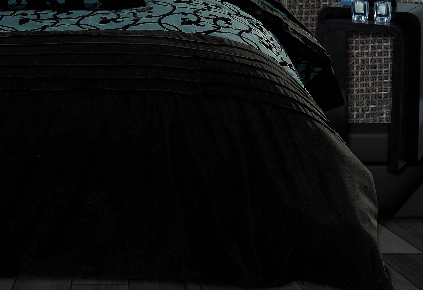 Luxton Super King Size Dark Teal Black Flocking Quilt Cover Set(3PCS)