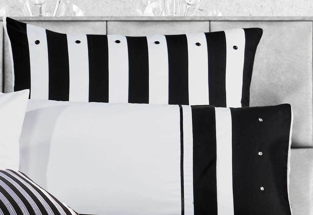 Luxton Super King Size Black White Striped Quilt Cover Set(3PCS)