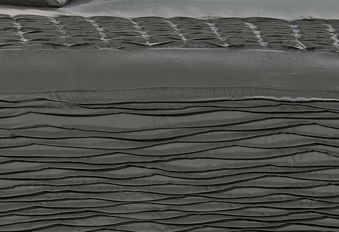 Luxton Super King Size Stone Grey Pintucking Quilt Cover Set (3PCS)