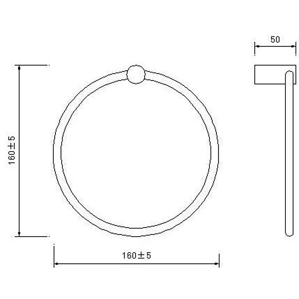 Towel Ring Rail Grade 304 Stainless Steel 20cm