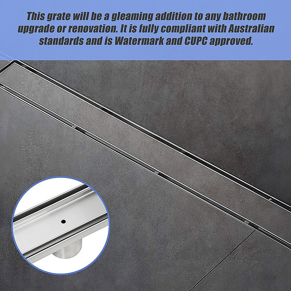 800mm Tile Insert Shower Bathroom Stainless Steel Grate Drain w/Centre outlet Floor Waste