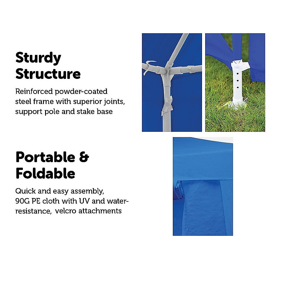 3x9m Wedding Outdoor Gazebo Marquee Tent Canopy Blue