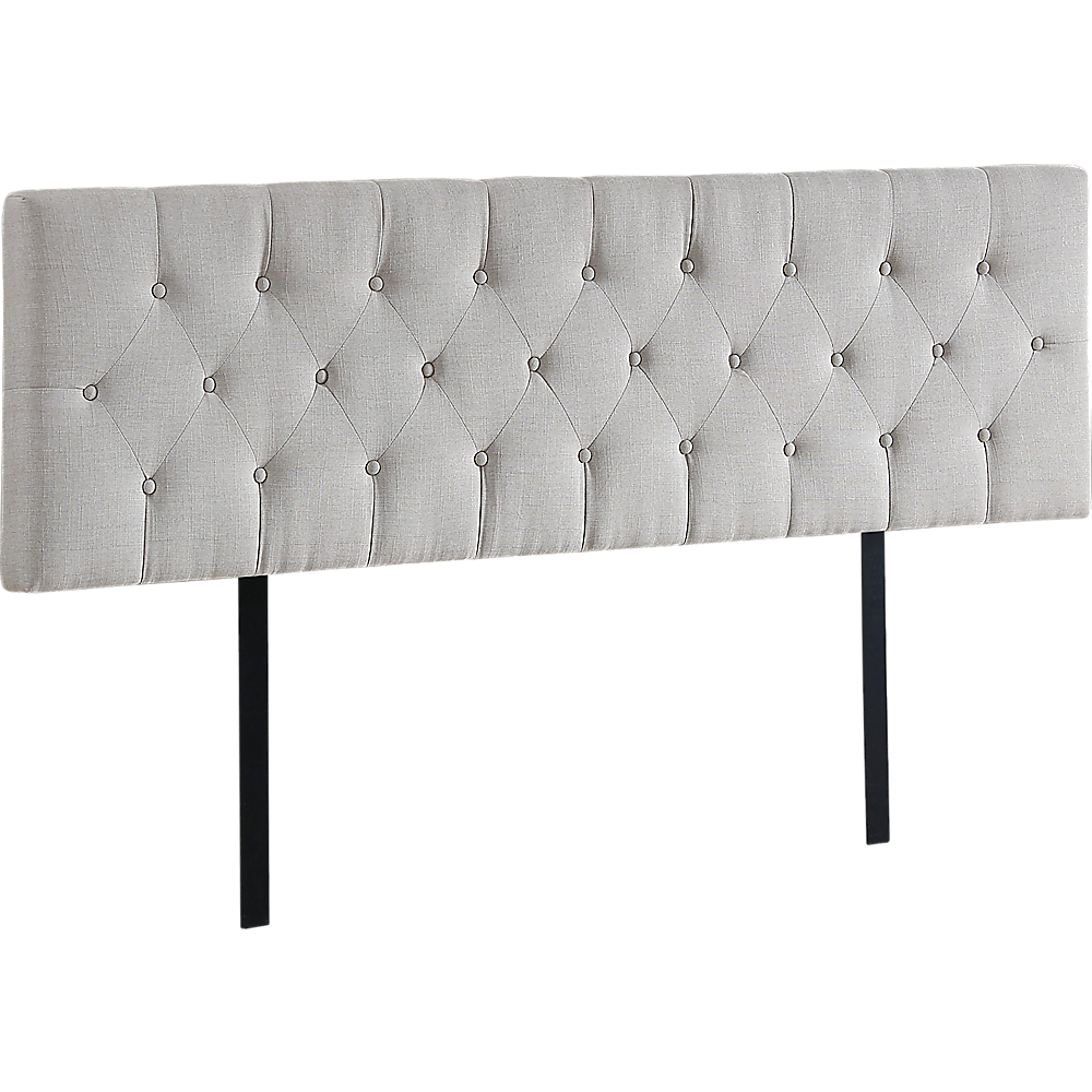 Linen Fabric King Bed Deluxe Headboard Bedhead - Beige