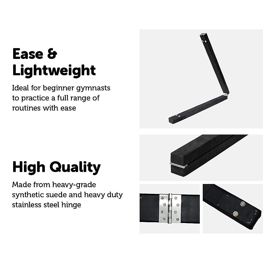 2.45m (8FT) Gymnastics Folding Balance Beam Black Synthetic Suede