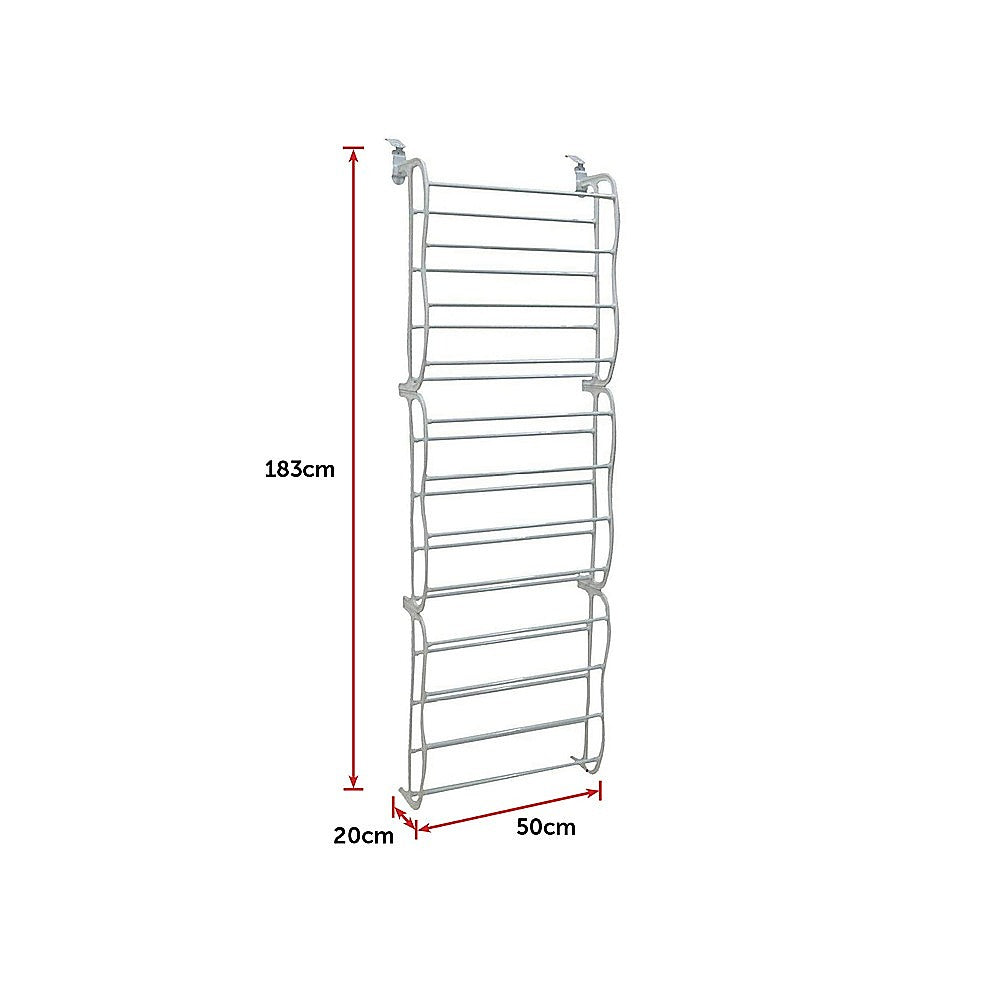 36 Pair Shoe Holder Organiser Over The Door Hanging Shelf Rack Storage Hook