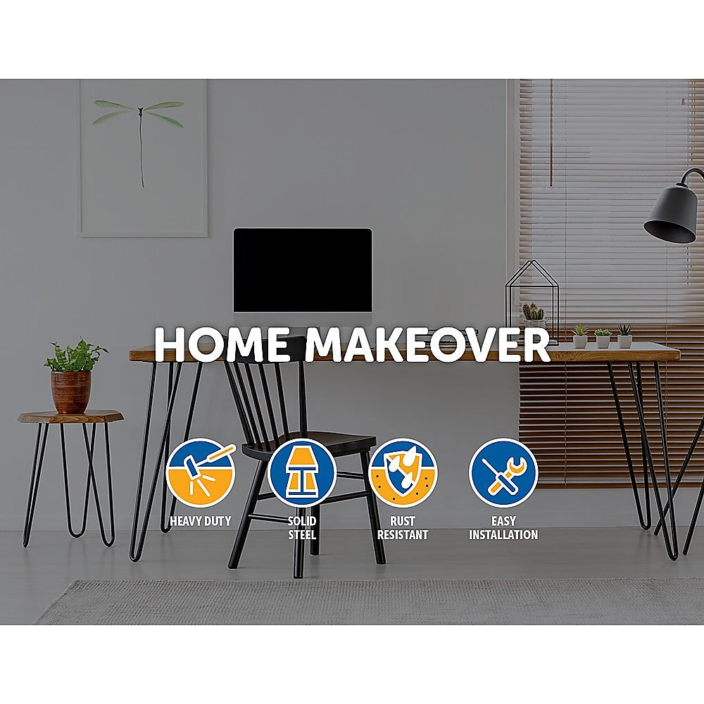 Set of 4 Industrial Retro Hairpin Table Legs 12mm Steel Bench Desk 45cm Leg