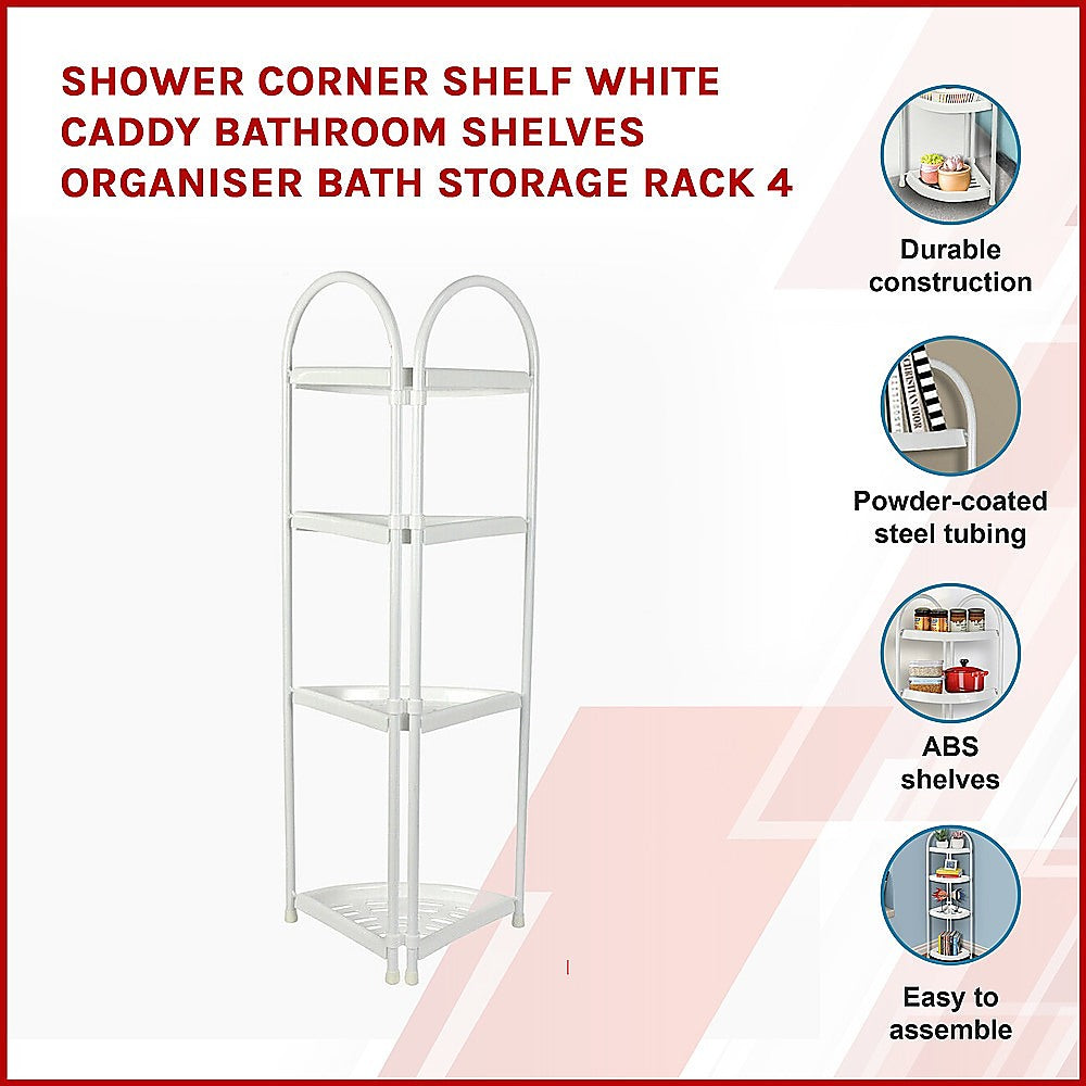 Kitchen Corner Shelf White Caddy Kitchen Shelves Organiser Bath and Kitchen Storage Rack 4