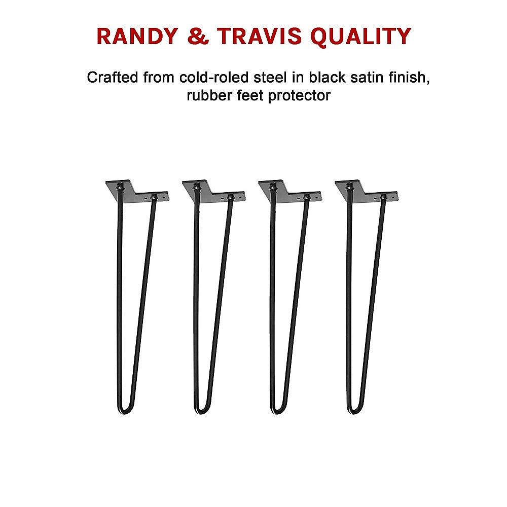 Set of 4 Industrial Retro Hairpin Table Legs 12mm Steel Bench Desk 41cm Leg