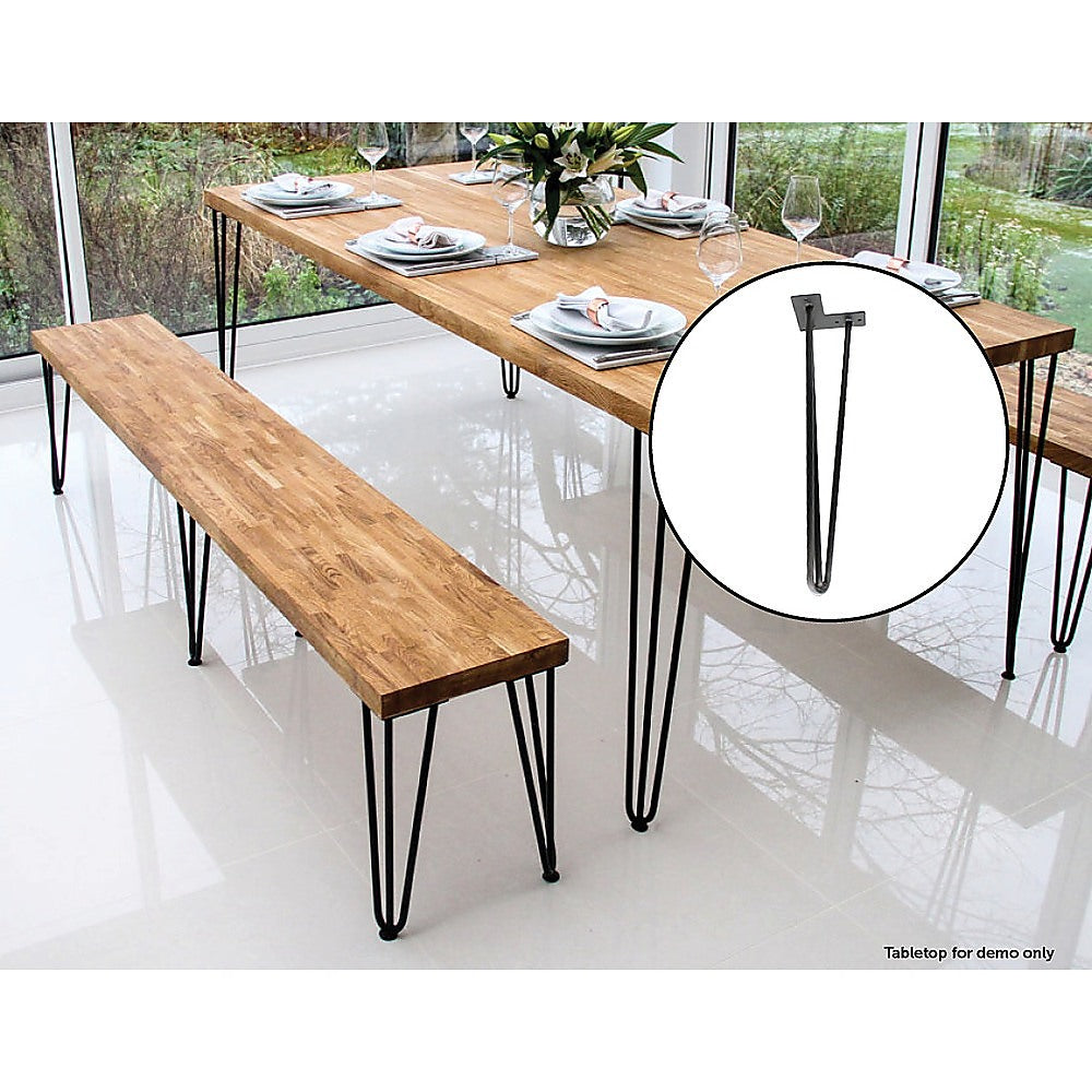 Set of 4 Industrial Retro Hairpin Table Legs 12mm Steel Bench Desk 41cm Leg