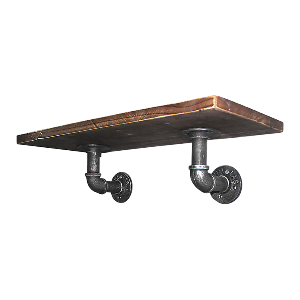 Industrial Black Iron Pipe Bracket Wall Mounted Floating Shelf  - Set of 2