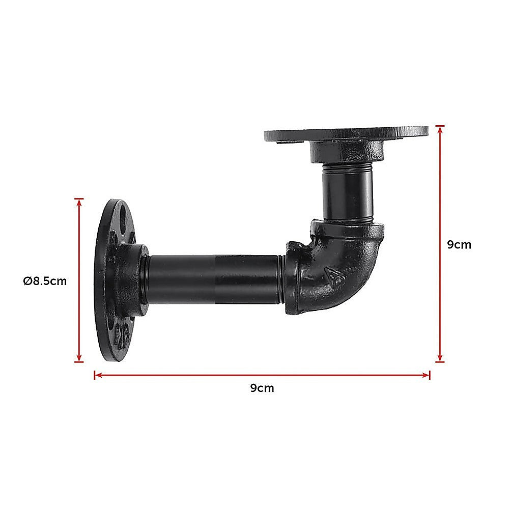 Industrial Black Iron Pipe Bracket Wall Mounted Floating Shelf  - Set of 2