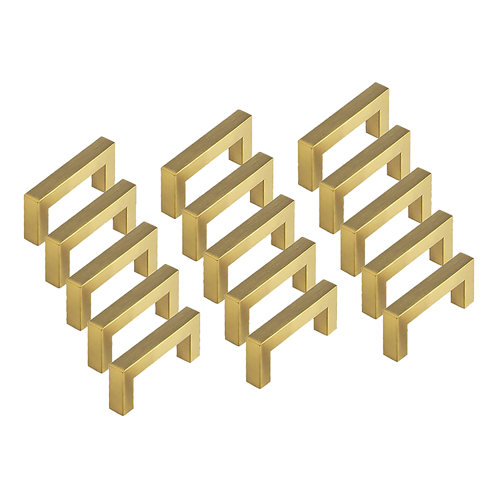 15x Brushed Brass Drawer Pulls Kitchen Cabinet Handles - Gold Finish 96mm