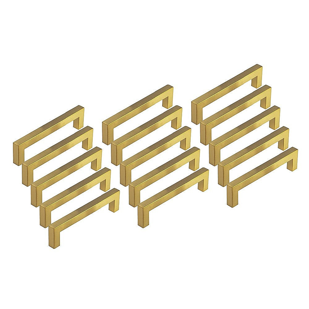 15x Brushed Brass Drawer Pulls Kitchen Cabinet Handles - Gold Finish 192mm