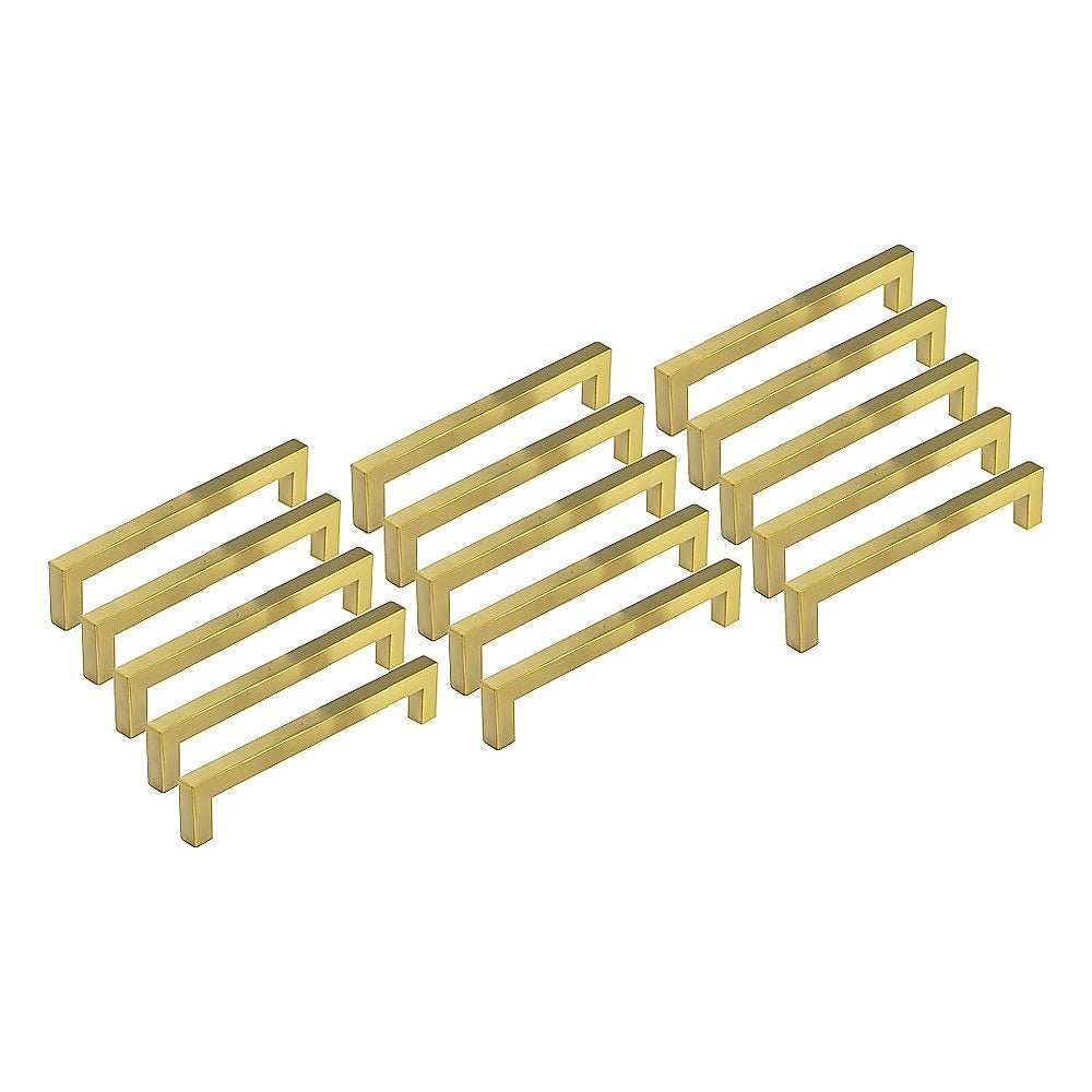 15x Brushed Brass Drawer Pulls Kitchen Cabinet Handles - Gold Finish 256mm