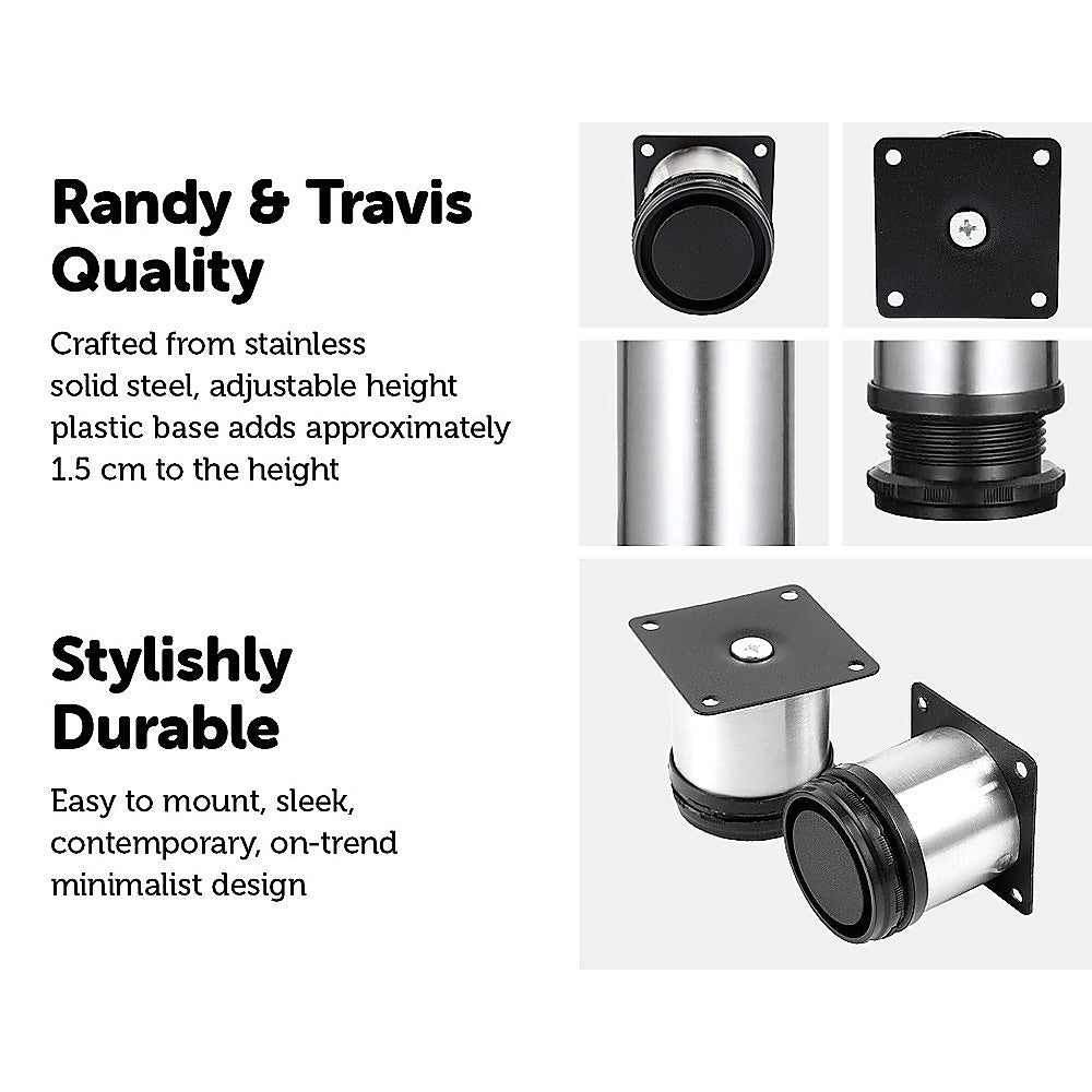 4x 8cm Adjustable Round Cupboard Table Sofa Bed Feet Furniture Leg