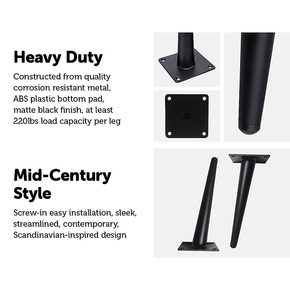 4 x 20cm Metal Furniture Legs Mid Century Retro Scandinavian Danish Sofa Feet