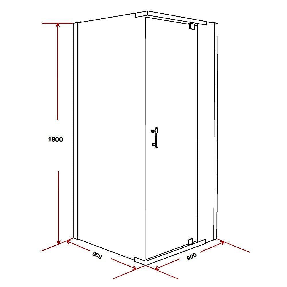Shower Screen 900x900x1900mm Framed Safety Glass Pivot Door By Della Francesca