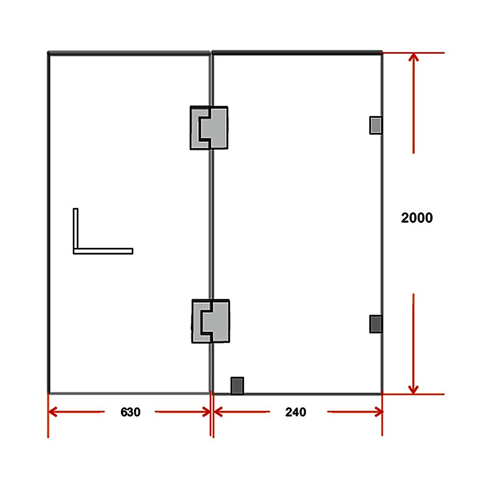 90 x 200cm Wall to Wall Frameless Shower Screen 10mm Glass By Della Francesca