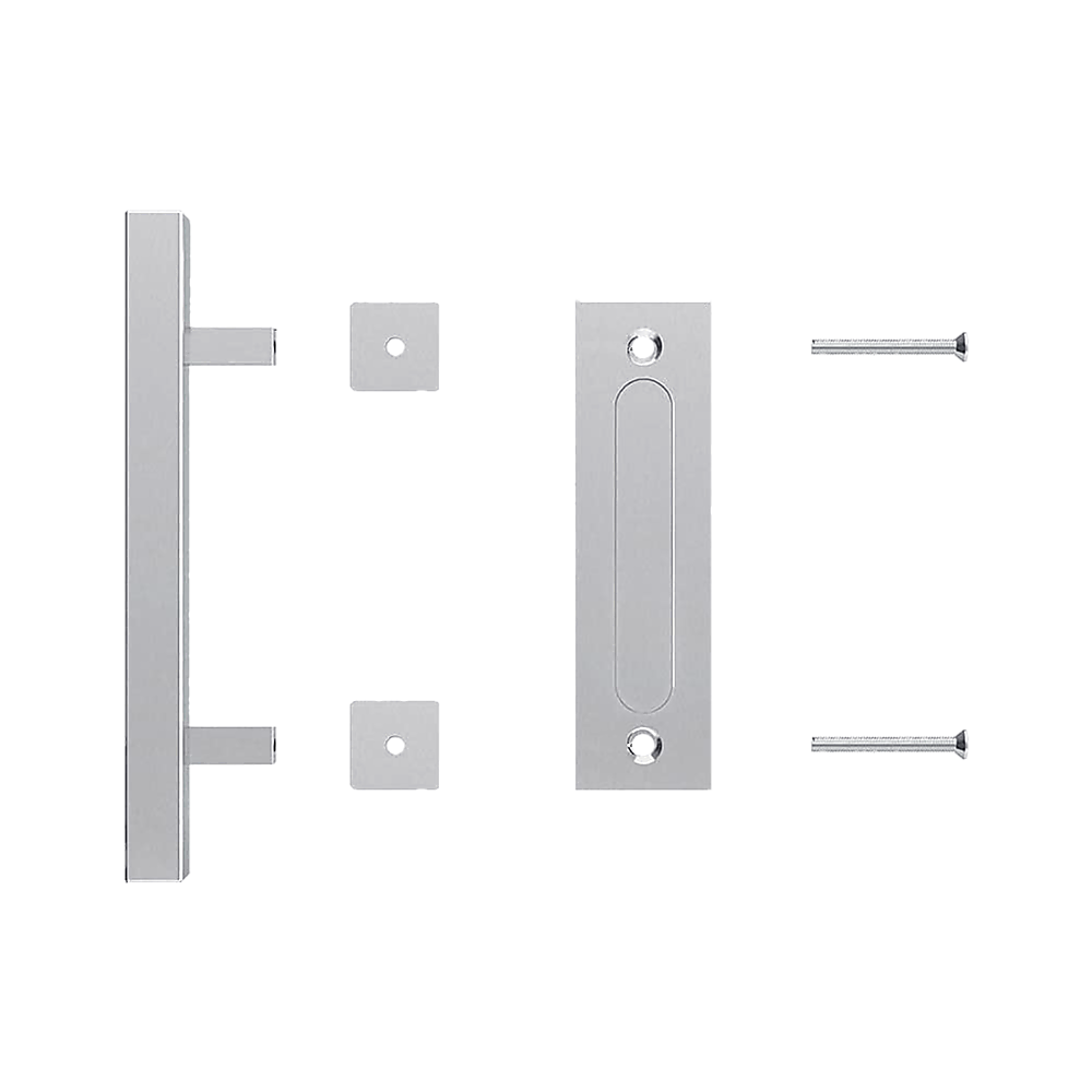 12" Square Pull and Flush Door Handle Set Stainless Steel Barn Door Hardware