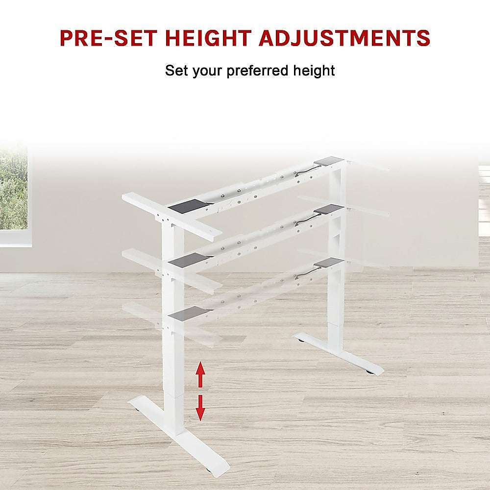 Palermo Standing Desk Sit Stand Height Adjustable Motorised White Frame Only - Dual Motor