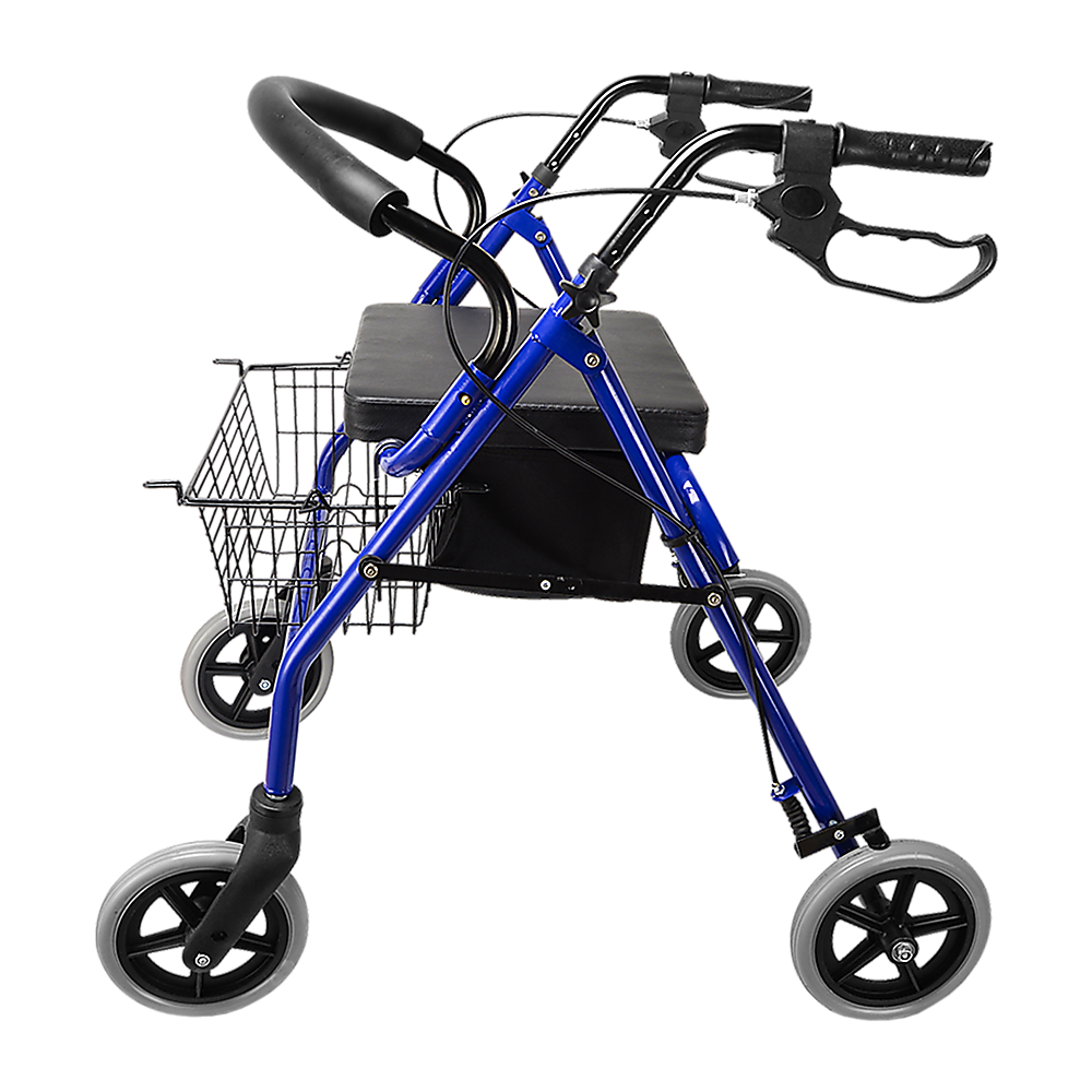 Rollator Walker Walking Frame With Wheels Zimmer Mobility Aids Seat Blue