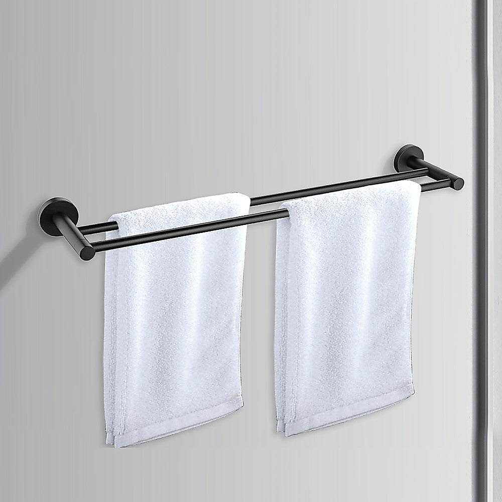 Double Classic Towel Bar Rail Bathroom Matte Black Finish