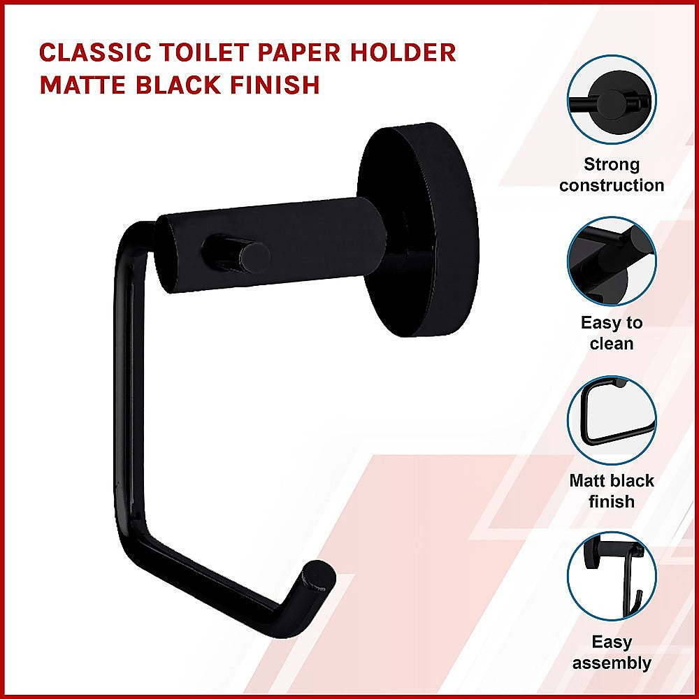 Classic Toilet Paper Holder Matte Black Finish