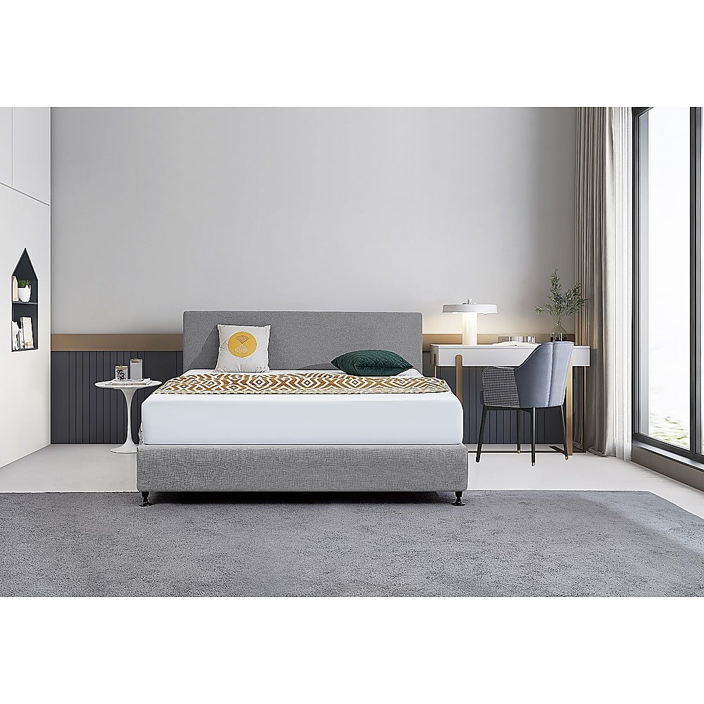 Linen Fabric King Bed Deluxe Headboard Bedhead - Night Ash