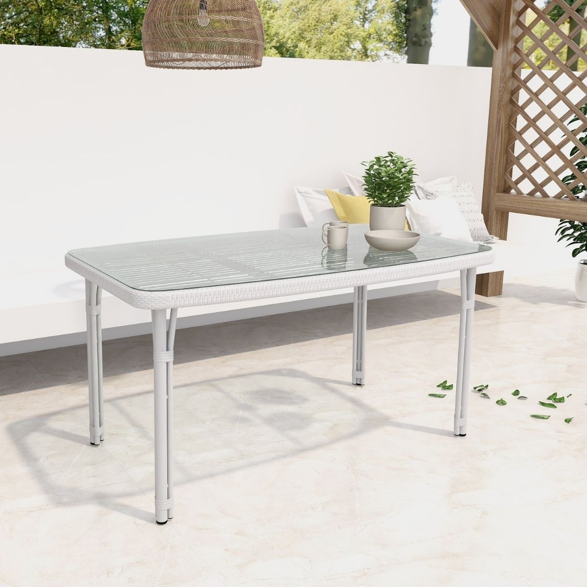Curly Mediterranean White Outdoor Dining Table