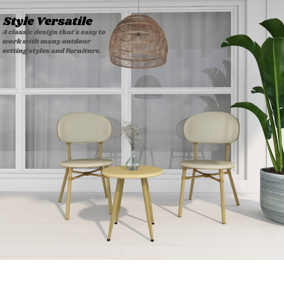 Skyler Style-savvy Outdoor Dining Chair Set of Two White