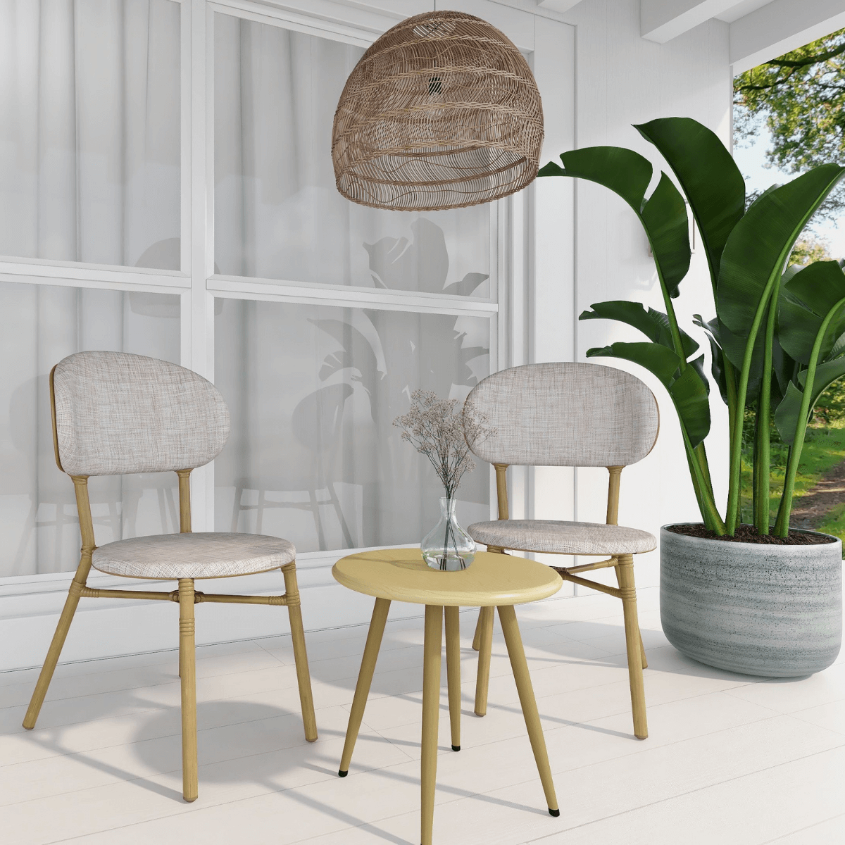 Neema Natural and White 2 Seater Balcony Set