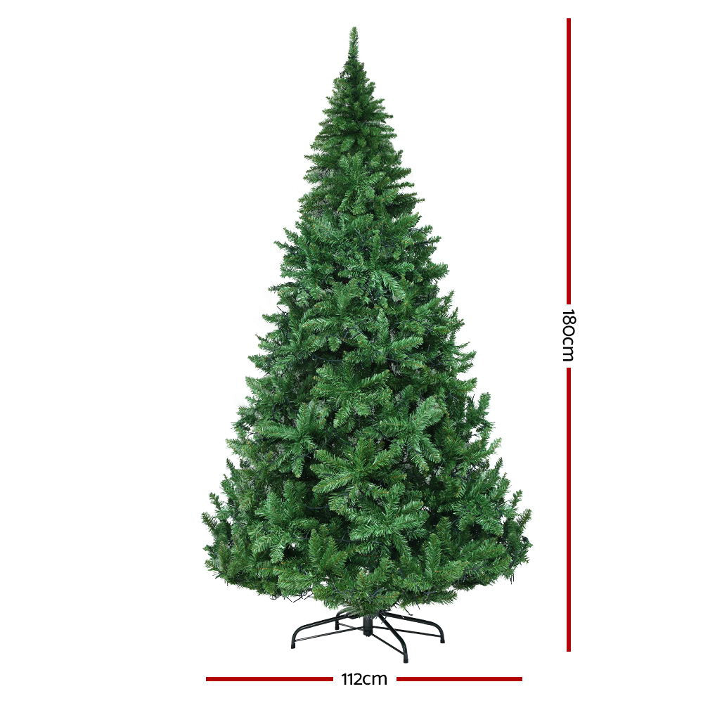 Jingle Jollys Christmas Tree 1.8M With 874 LED Lights Warm White Green