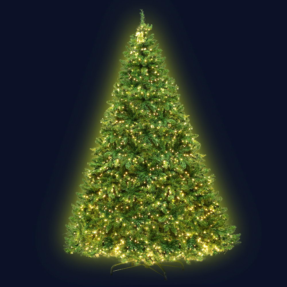 Jingle Jollys Christmas Tree 2.4M With 1488 LED Lights Warm White Green