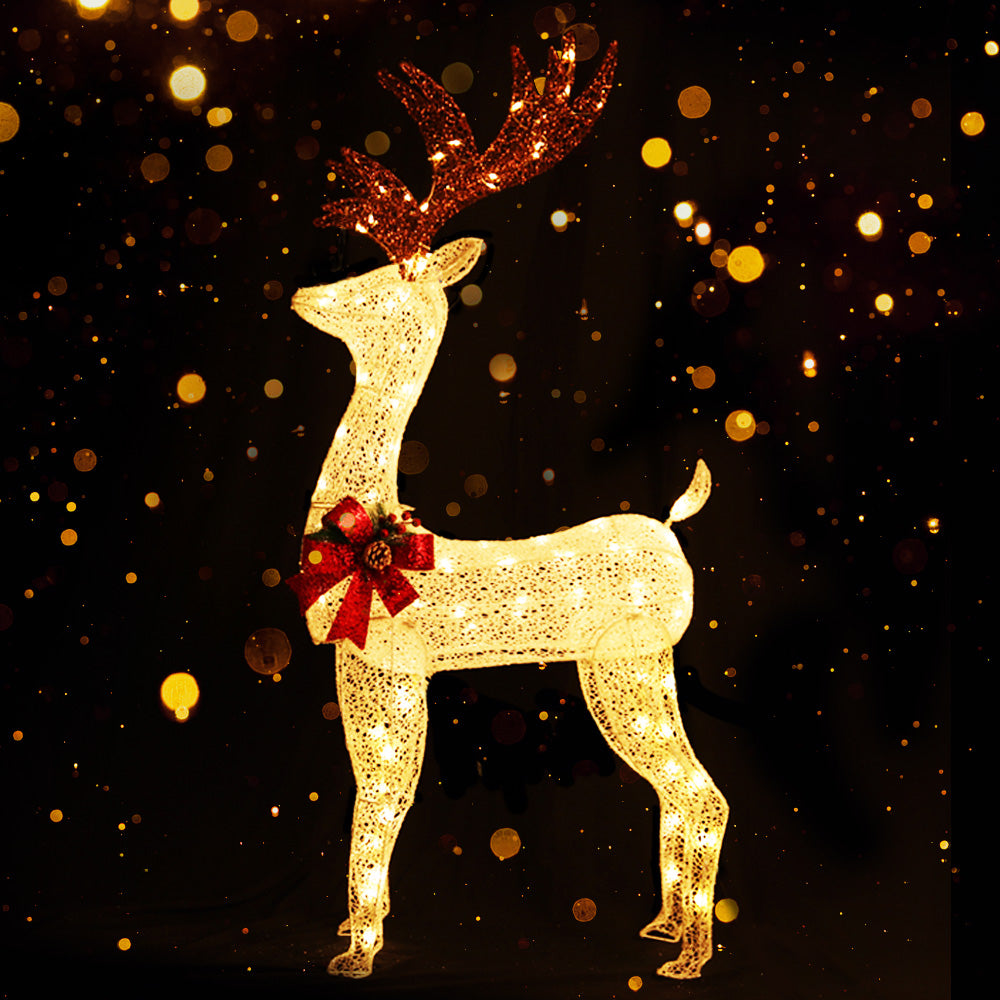 1.5M Christmas Lights Reindeer 100 LED Decorations Jingle Jollys
